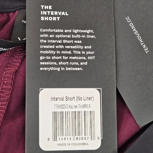 NEW Ten Thousand The Interval Shorts 7" Unlined‎ Men's Size SMALL Maroon - Picture 7 of 12